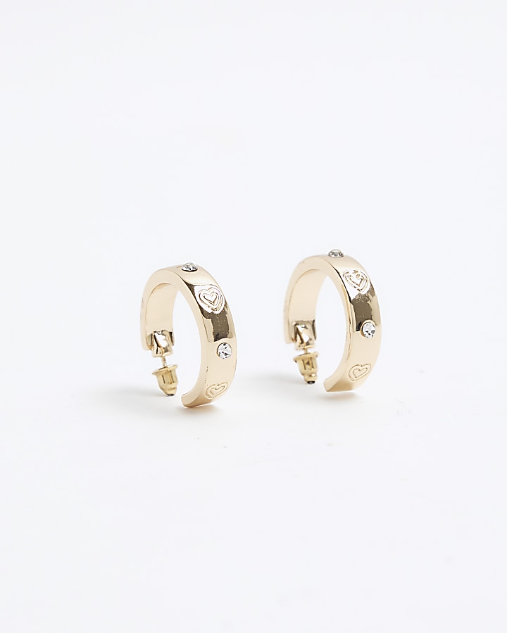 Gold heart hoop earrings River Island