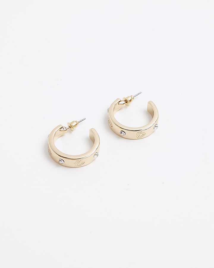 Gold heart hoop earrings