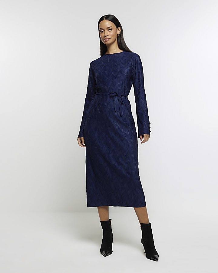 River island store navy wrap dress