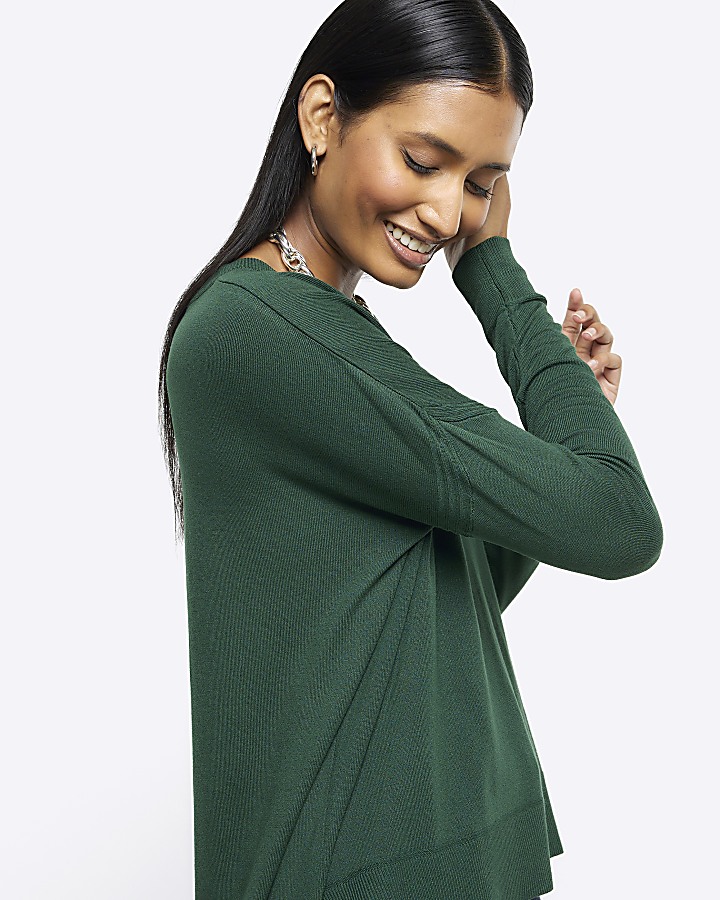 Green fine knit jumper