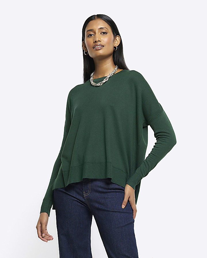 Green fine knit jumper