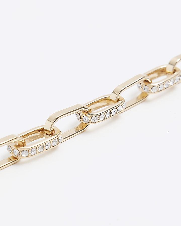 Gold diamante chain link bracelet