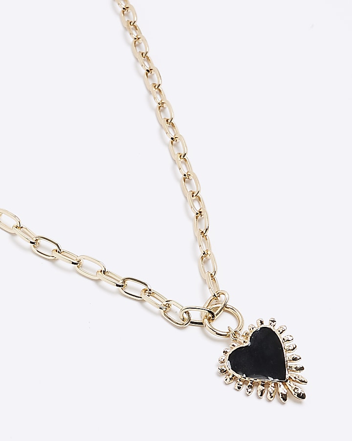 Black heart chain necklace
