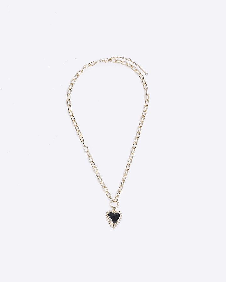 Black heart chain necklace