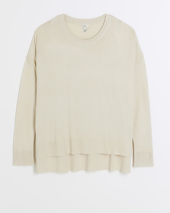 Cream fine knit jumper River Island