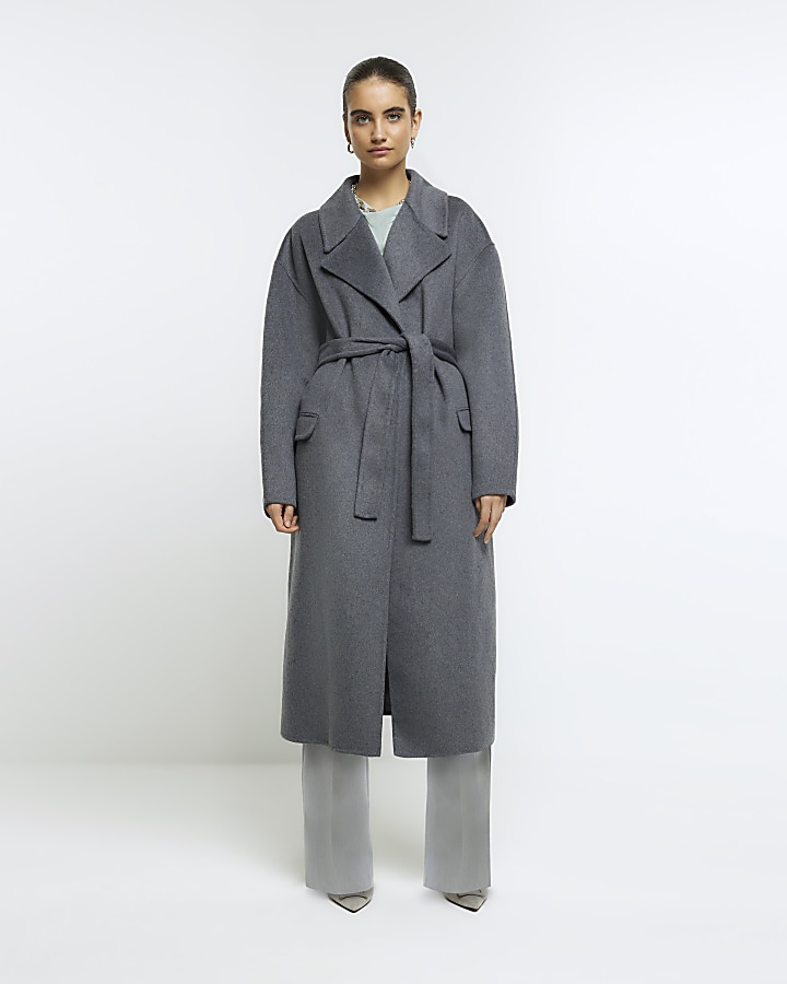 Long belted cheap coat