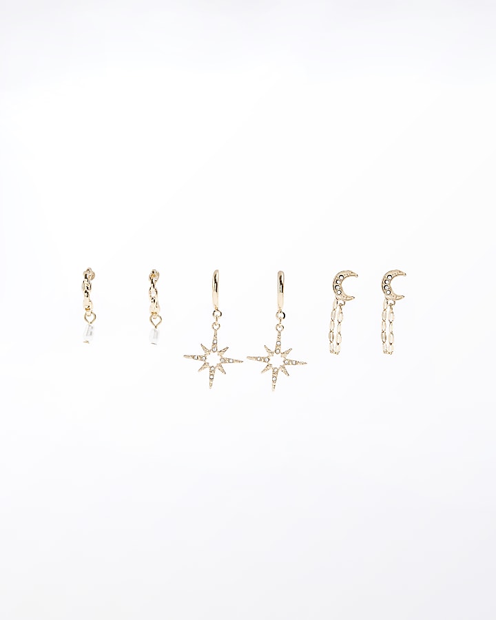 Gold Star Hoop Earrings Multipack