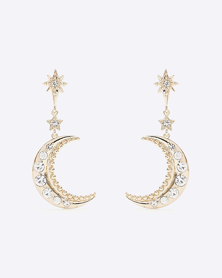 Gold Moon Drop Earrings