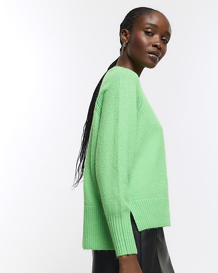 Green knitted jumper