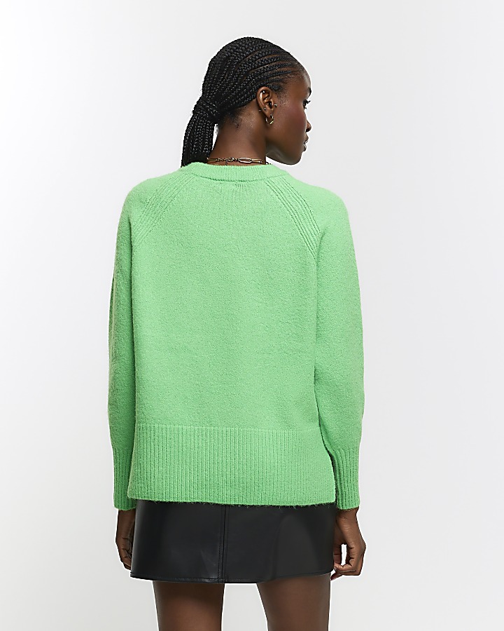 Green knitted jumper | River Island