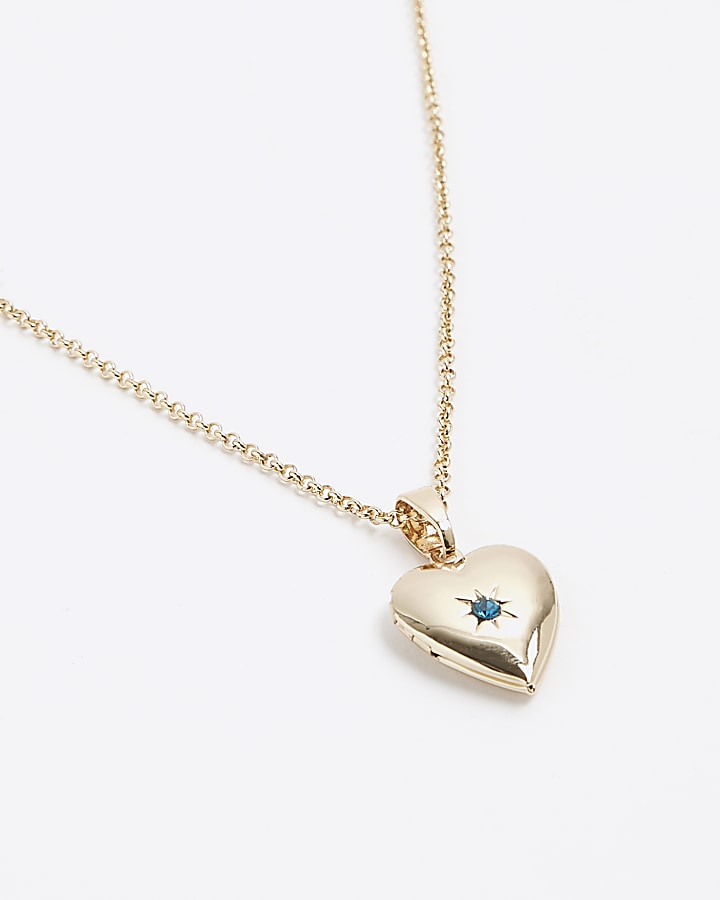 Gold December Birthstone Heart Necklace