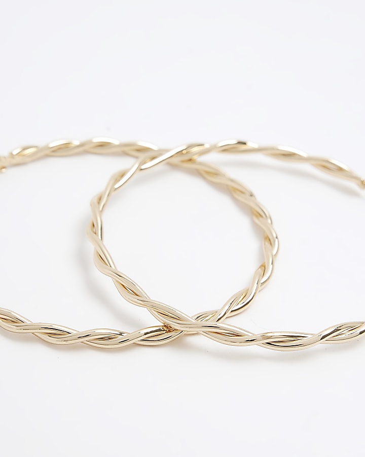 Gold twist hoop earrings