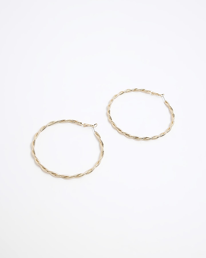 Gold twist hoop earrings