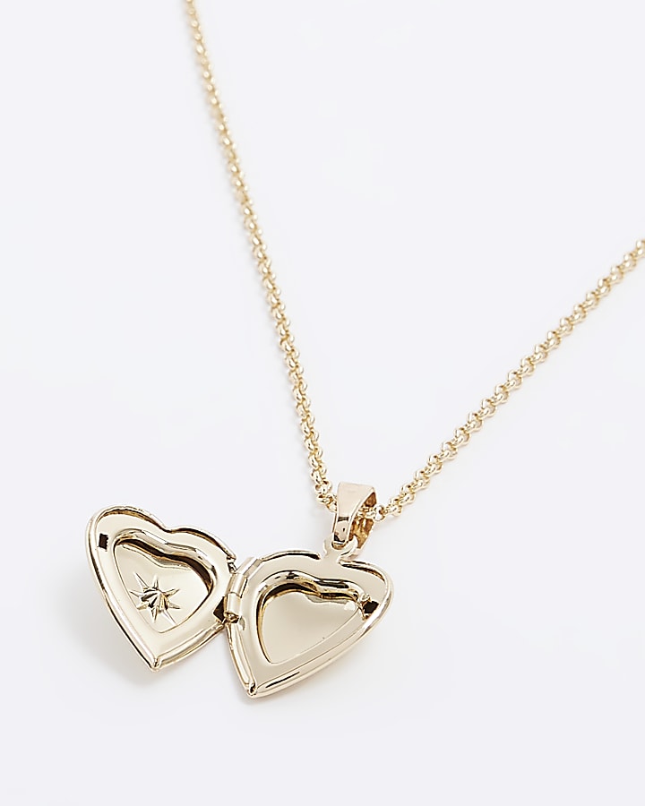 Gold March Birthstone Heart Necklace