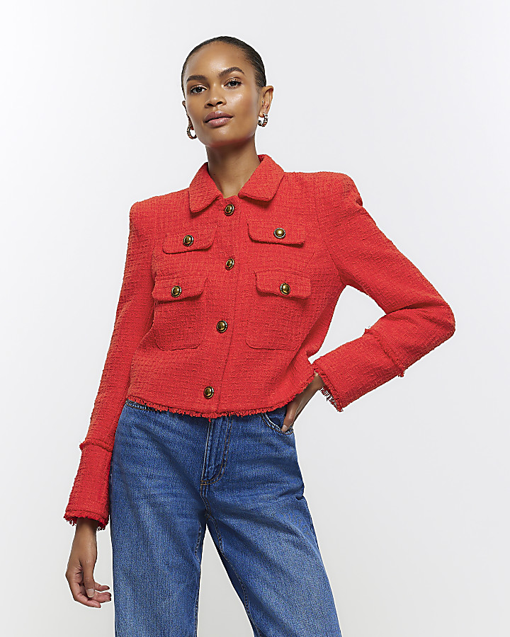 River island hot sale coats red