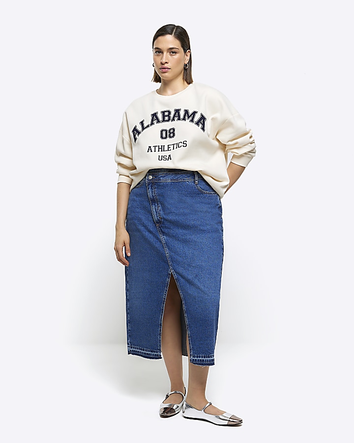 Long denim clearance skirt river island