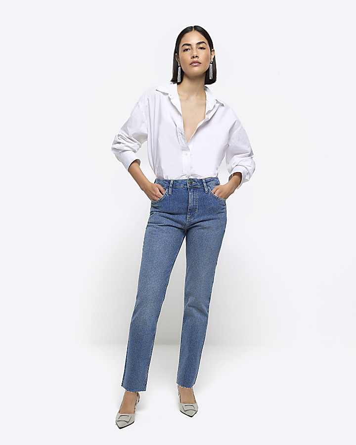 Zara High Rise Straight Fit Regular Length Jeans Size ( Reference