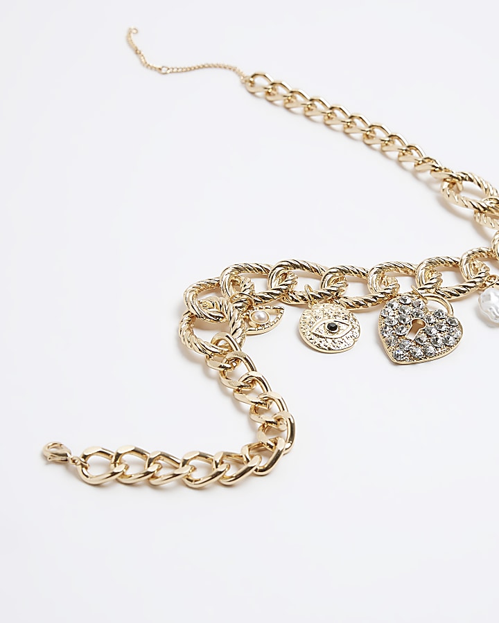 Gold Chain Charm Necklace