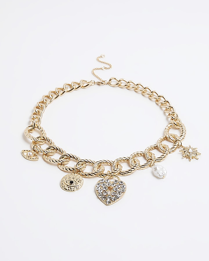 Gold Chain Charm Necklace