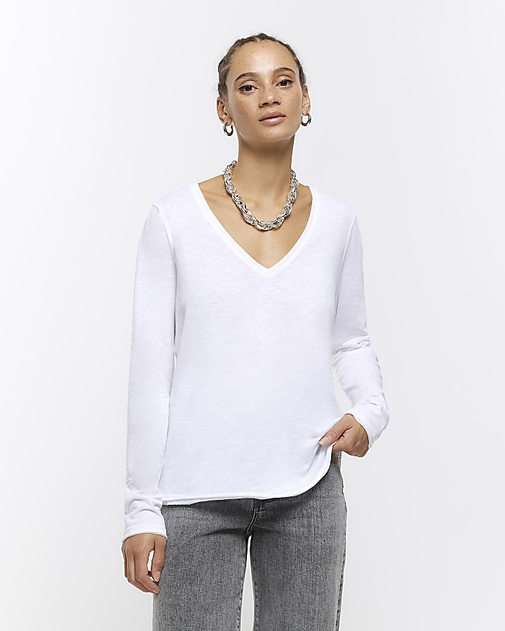 White lightweight long sleeve t-shirt