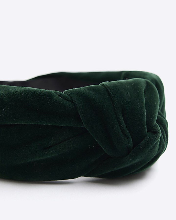 Green velvet knot headband