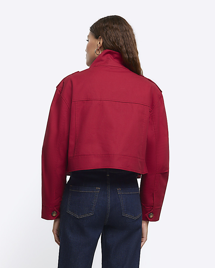 Red Crop Trench Jacket