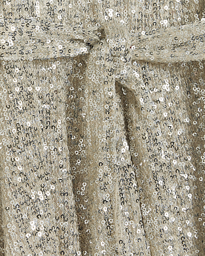 Silver sequin belted swing mini dress