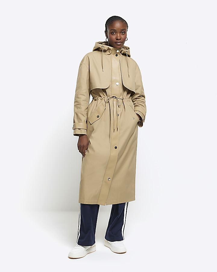 Beige parka store coat womens