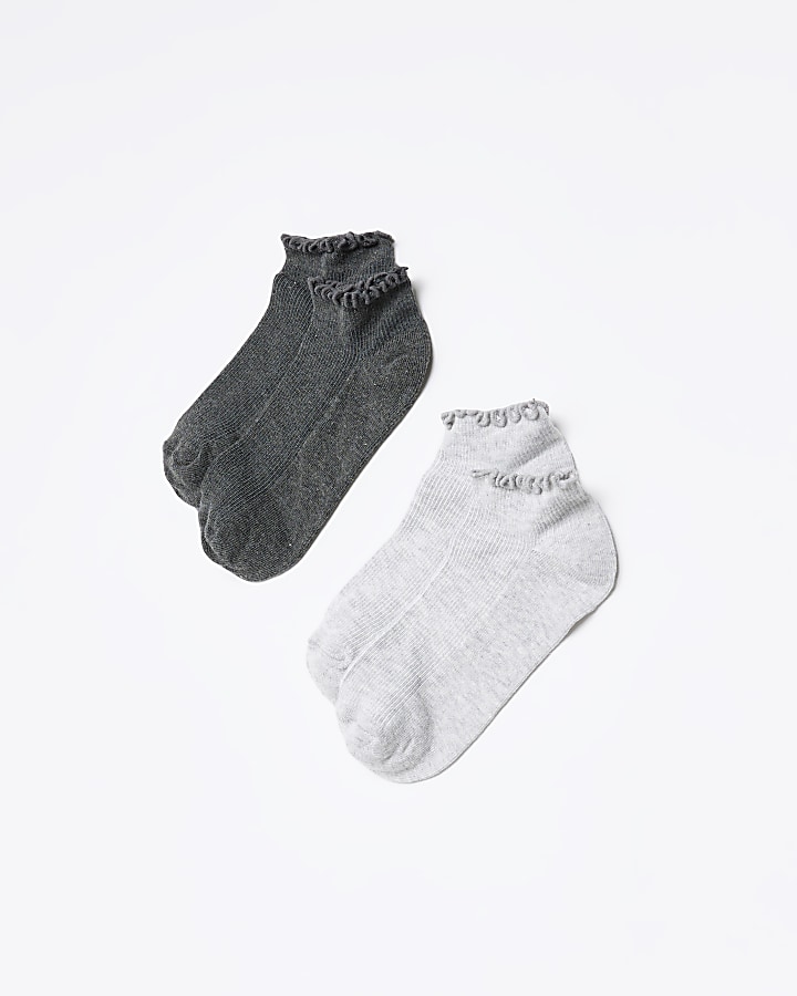 Grey frill socks multipack River Island