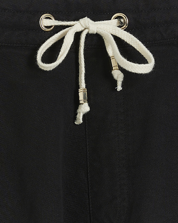 Black lyocell elasticated shorts
