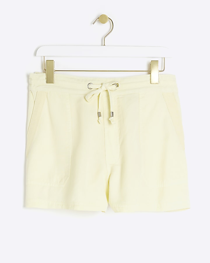 Yellow lyocell drawstring shorts