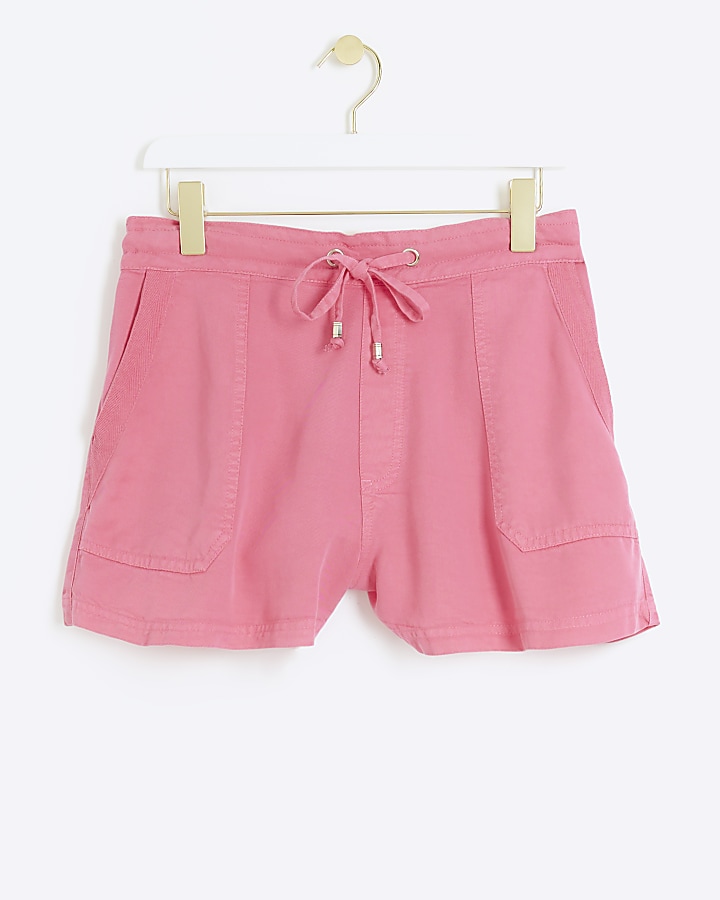 Pink lyocell elasticated shorts