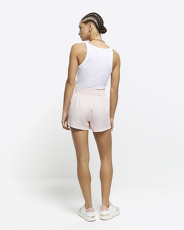 Pink lyocell elasticated shorts