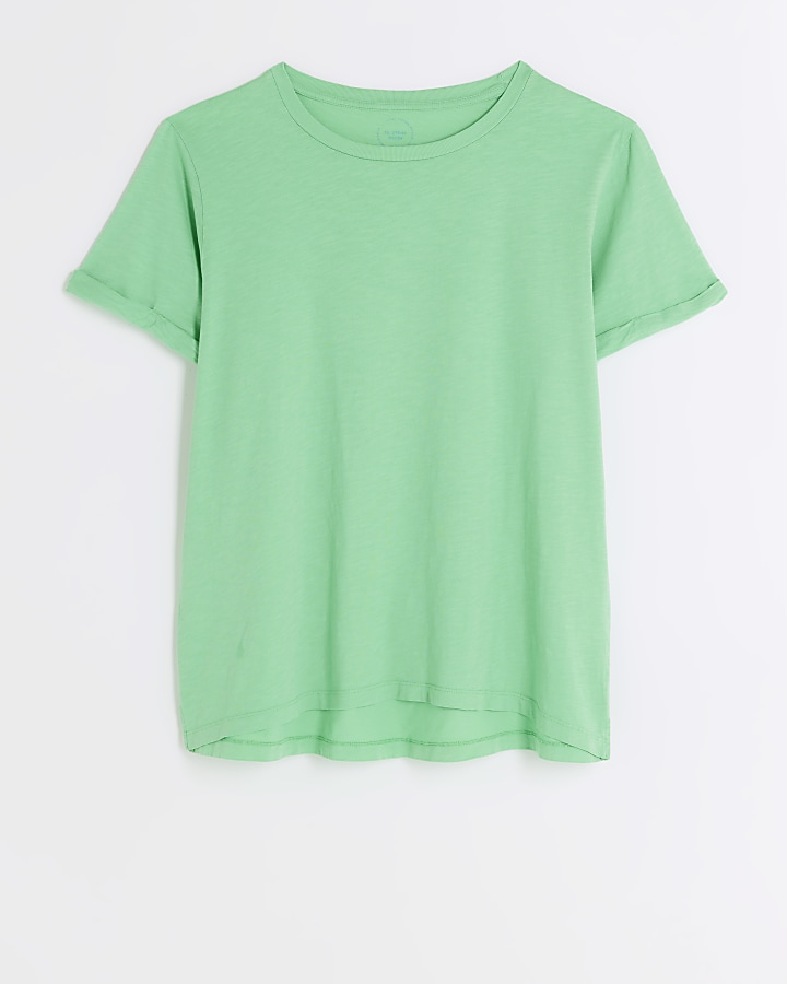 Green rolled sleeve t-shirt