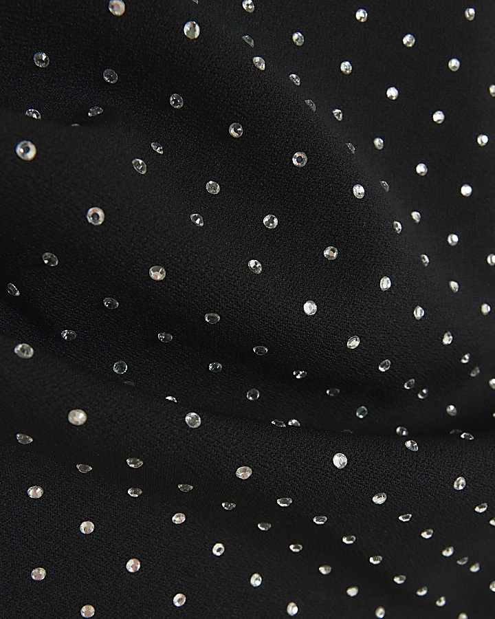 Black diamante bandeau midi dress | River Island