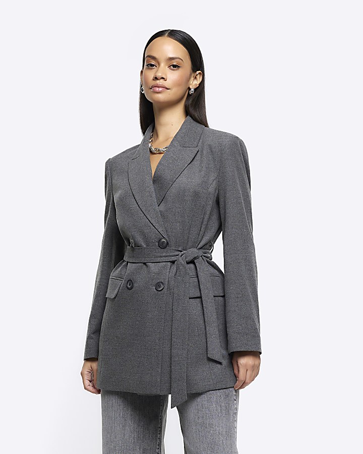 Long grey clearance blazer