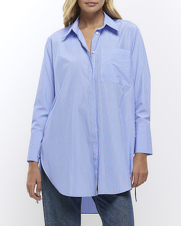 Blue stripe oversized shirt