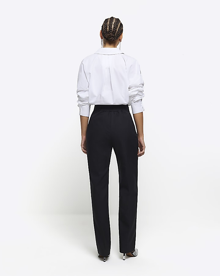 Black straight leg trousers River Island