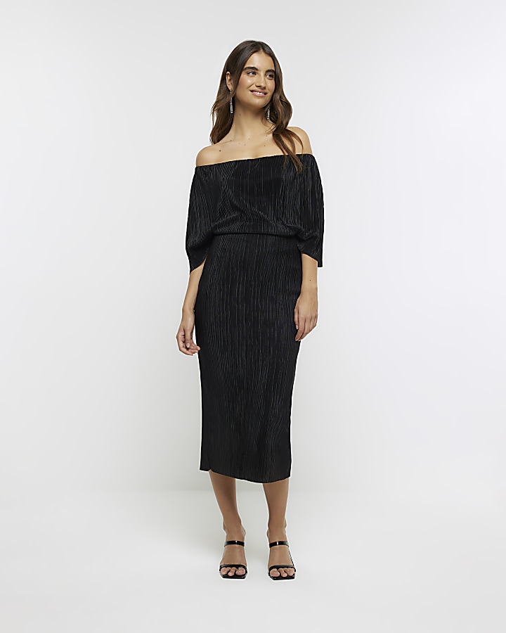 River island velvet store plisse midi dress