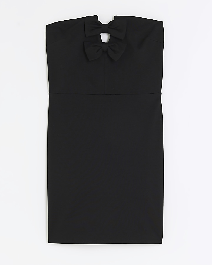 Black bow bandeau mini dress