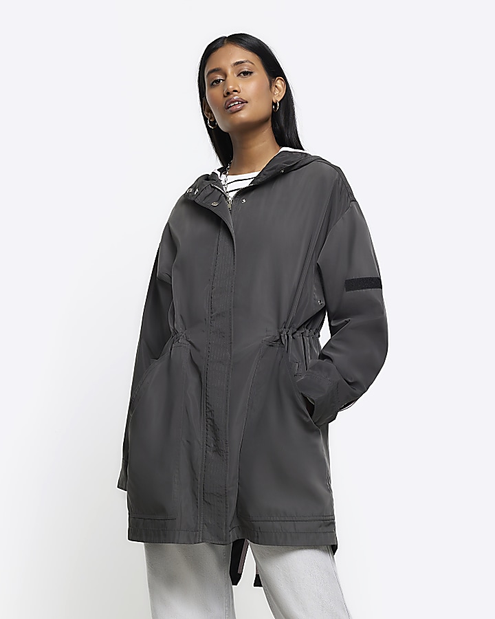 Gray shop parka coat