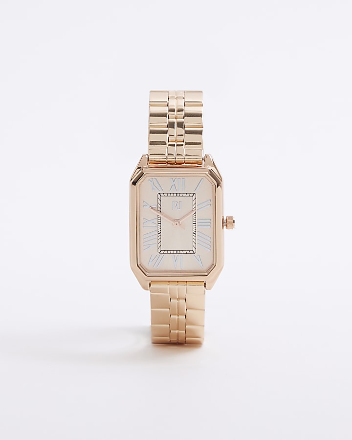 Square face gold discount watch