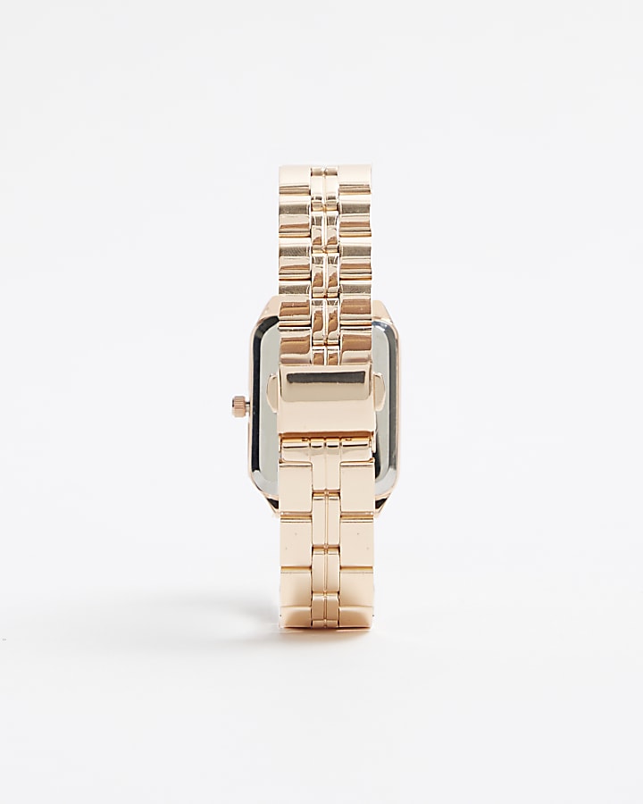 Rose gold rectangle face watch River Island