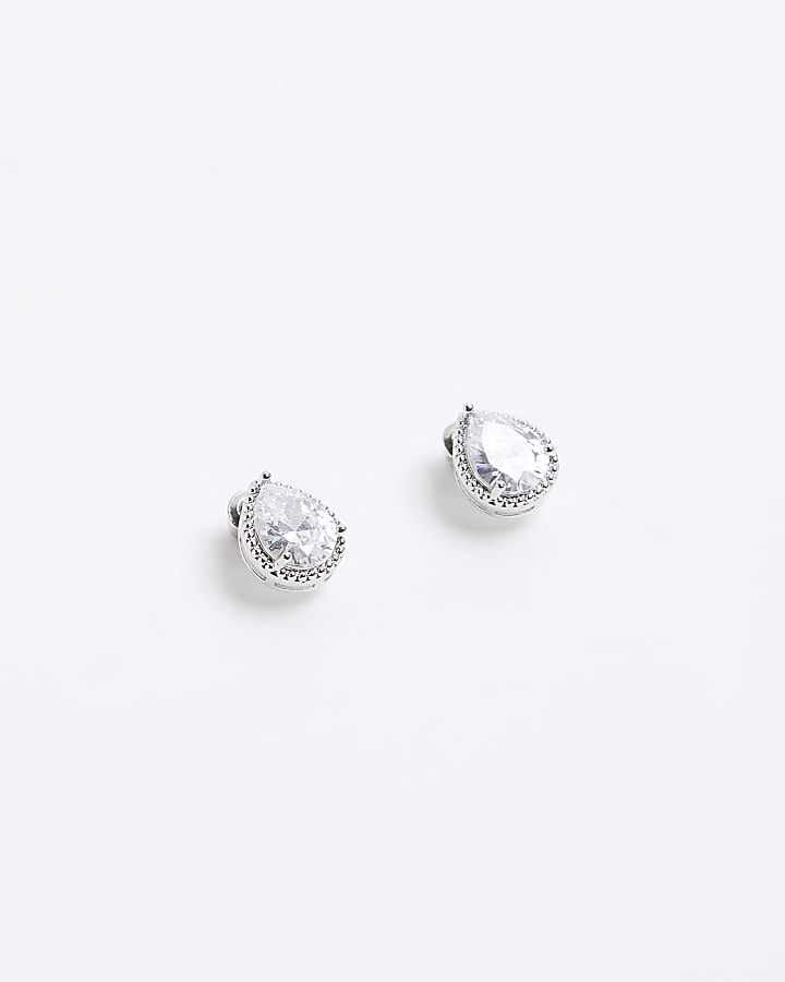 Silver diamante clearance stud earrings