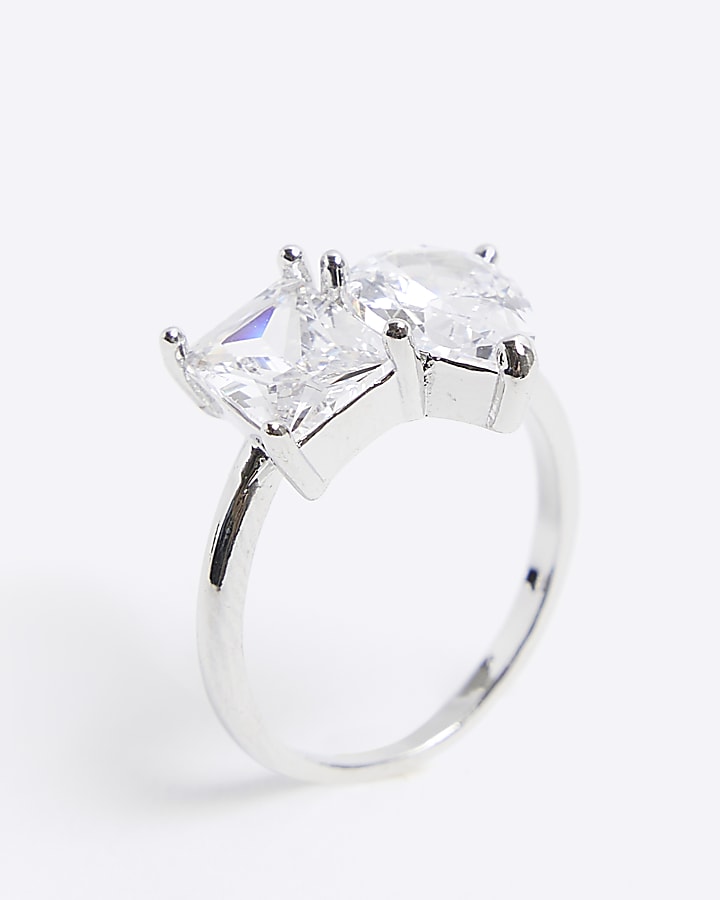Silver double diamante Ring
