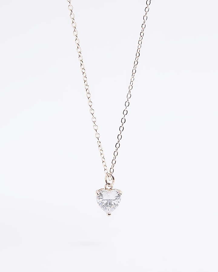 Rose Gold diamante heart necklace