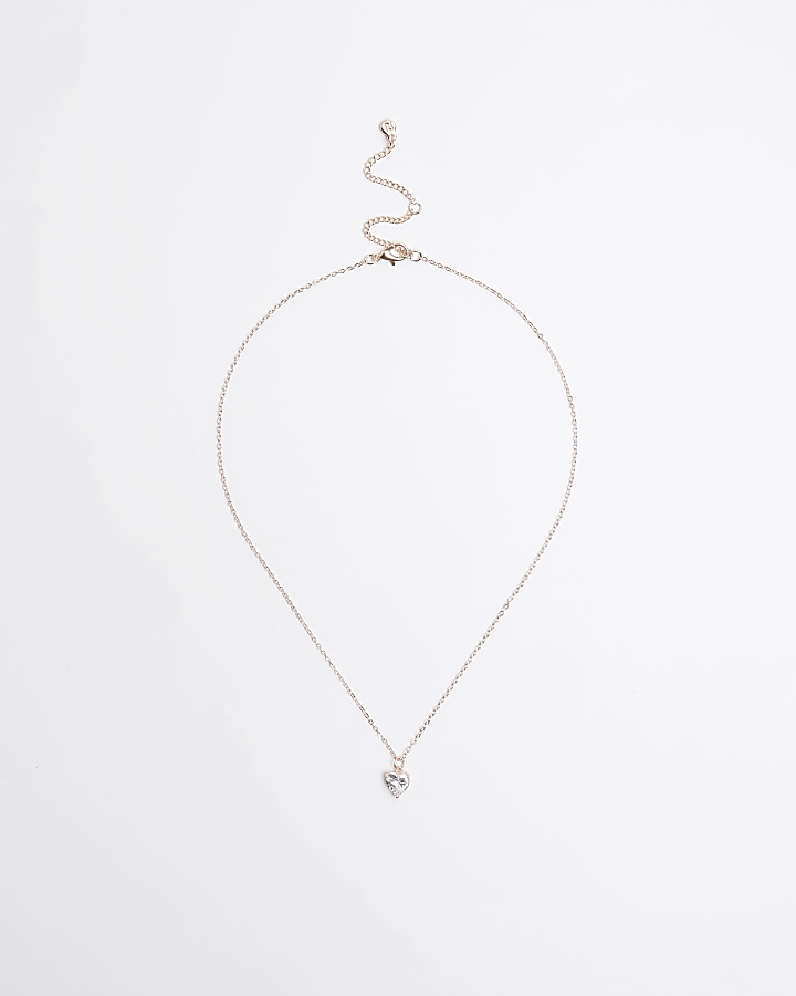 Rose Gold diamante heart necklace