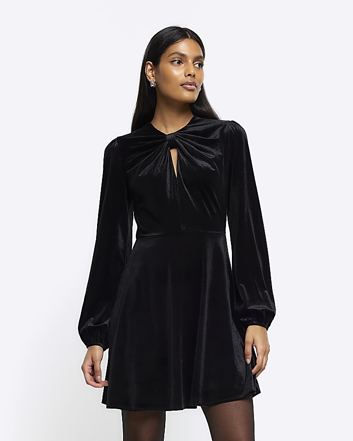 Black velvet shop dress river island