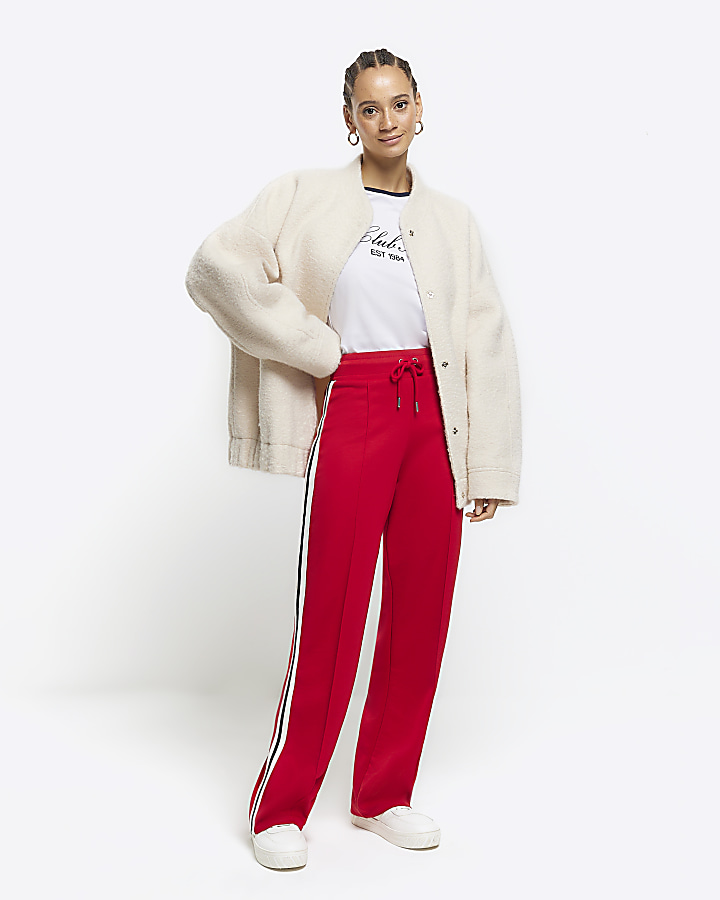 Scarlet Side Stripe Jersey Wide Leg Pant