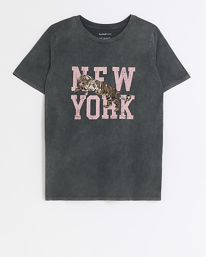 Grey New York graphic t-shirt